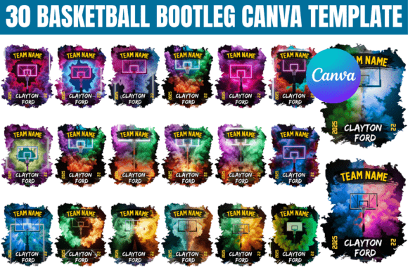 30 Basketball Bootleg T-shirt Templates: Graphics & Print Templates