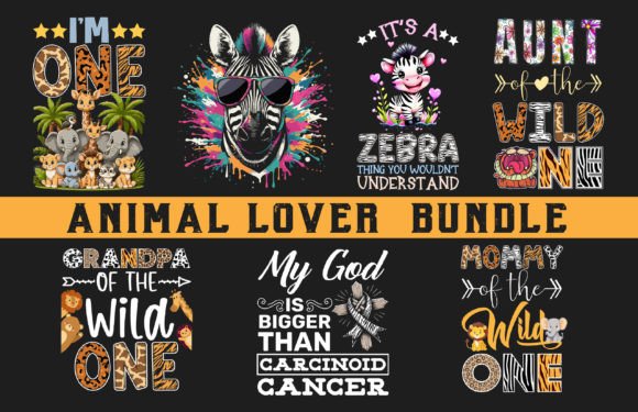 ANIMAL LOVER T SHIRT DESIGN BUNDLE: Graphics & Print Templates