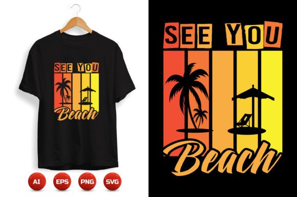 Beach T-shirt Design 07: Graphics for Print Templates