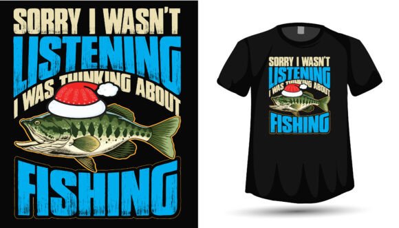 Christmas Fishing Lover T‑Shirt Design: Graphics for Festive Branding