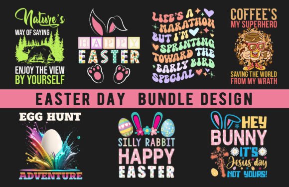 Easter Day T-Shirt Bundle Design: Graphics & Print Templates