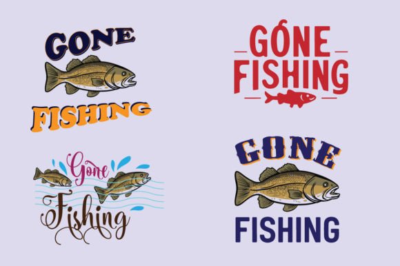Gone Fishing Tee Shirt Design Template Graphics