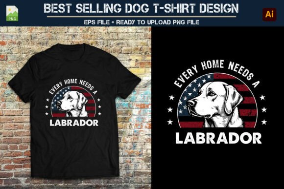 Labrador Dog Tshirt Design: Graphics & Print Templates