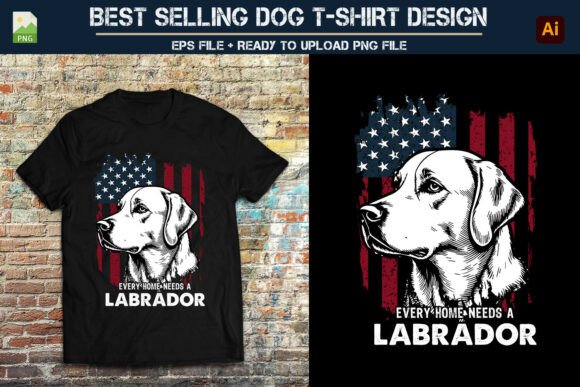 Labrador Retriever Dog Tshirt Design: Graphics & Print Templates