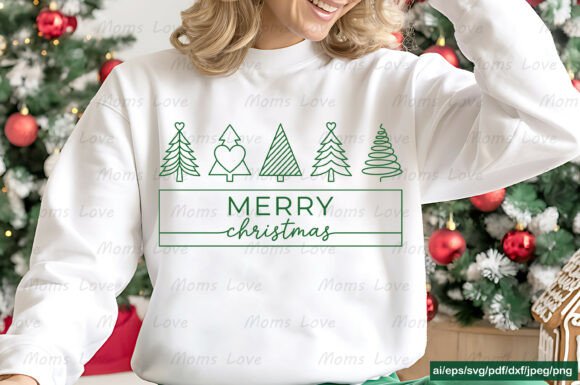Merry Christmas Tree SVG PNG Graphics for Print Templates