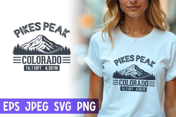 Pikes Peak, Colorado T Shirt Design: Graphics & Print Templates