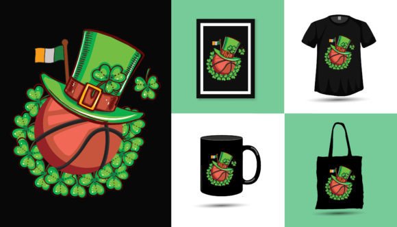 St Patricks Day Basketball Tshirt Design: Graphics and Print Templates